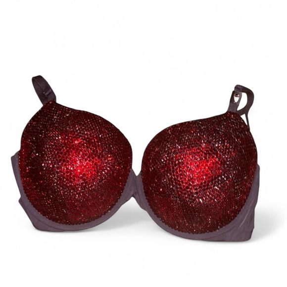 Luxe Crystal Rhinestone Classic Garnet Ruby Red Glam Bling Bra Top All Sizes New - Picture 2 of 11